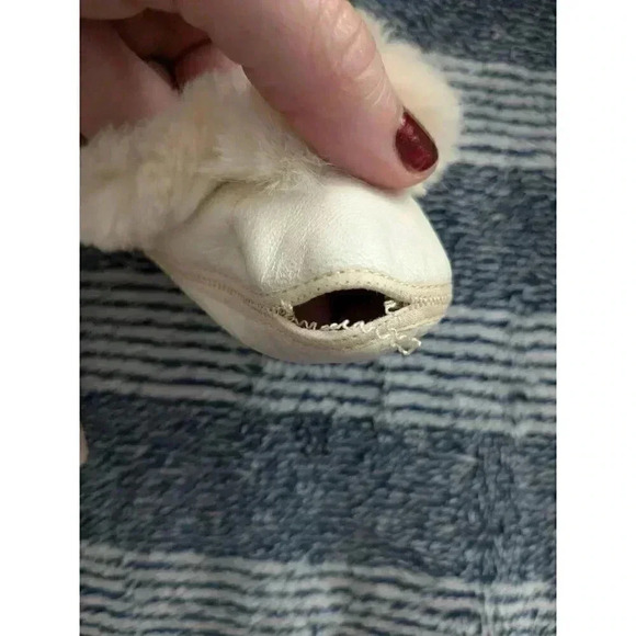 Vintage baby booties, white leather and  rabbit fur. Very soft. - Picture 4 of 4